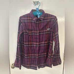 Women's Plaid Button Down Shirt - Purple and Red